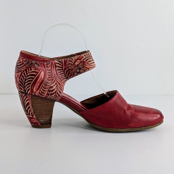 Spring Step Shoes L'Artiste Toolie Womens 41 Red Heels Leather D'Orsay Mary Jane - Picture 10 of 16